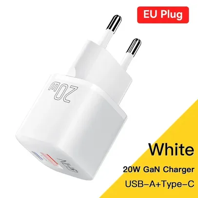 [R$ 50 GPAY/TAXA INCLUSA] 3 UNIDADES Essager Carregador USB Tipo-C GaN 20W, Carga Rápida, QC 3.0, Para iOS e Android