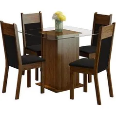 Conjunto de Mesa de Jantar Isis Rustic com 4 Cadeiras Isis Rustic/Preto - 399,99