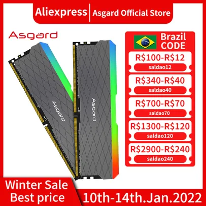 Memória Asgard 16GB (2X8) DDR4 3200MHz c/ RGB