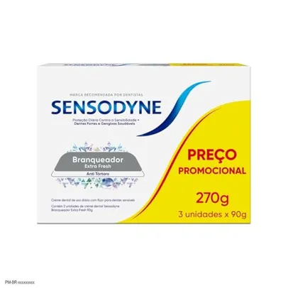 [Rec/ + por - R$18,27] Sensodyne Creme Dental Branqueador Extra Fresh, Leve 3 unidades e Pague 2, 90g cada