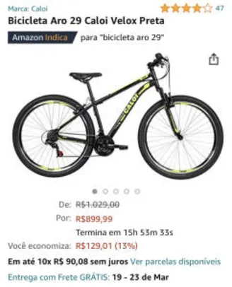 Bicicleta Aro 29 Caloi Velox Preta | R$900