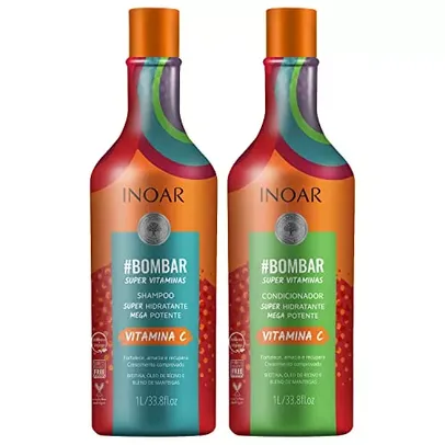 2x 1L Inoar Kit Shampoo e Condicionador #Bombar Crescimento Capilar 1L