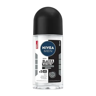 [10un] por R$ 4,36 cada [REC + MISSÃO] NIVEA MEN Desodorante Antitranspirante Roll On Invisible Black & White 50ml