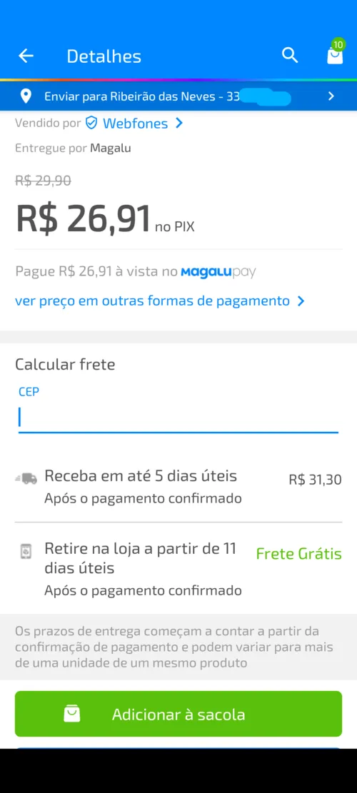 Imagem na descrição da promoção