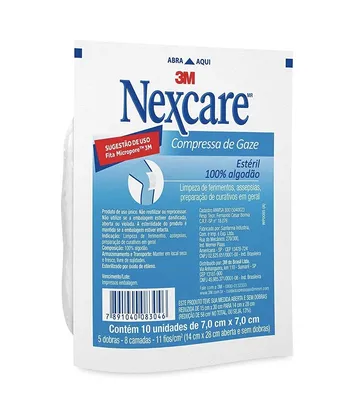 [PRIME] Gaze estéril Nexcare c/10 unidades, Nexcare, Branca | R$1,85