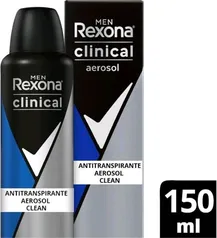 ( Leve 3 Pague 2 - Com Magalupay =R$7,60) Antitranspirante Aerosol Rexona Clinical Men Clean 150ml