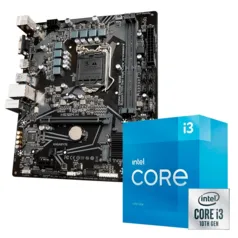 Kit Processador Intel Core i3-10105F, Cache 6MB, 3.7GHz (4.4GHz Max Turbo) + Placa Mãe Gigabyte H510M (rev.1.0), Intel LGA1200, ATX, DDR4