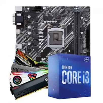 Kit Upgrade, Intel i3 10100F, ASUS Prime H410M-E, Memória DDR4 8GB 3000MHz | R$ 1329
