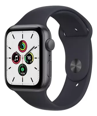 Apple Watch SE (GPS, 44mm) - Caixa de alumínio cinza-espacial - Pulseira esportiva Meia-noite