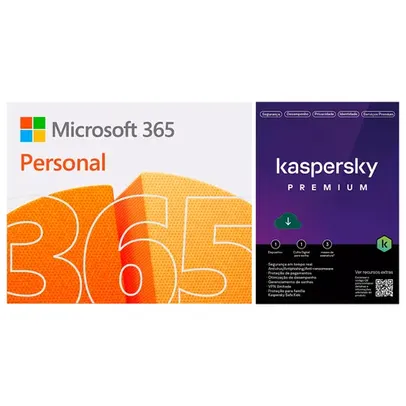 Microsoft 365 Personal 1 licença para 1 usuário Assinatura 3 meses + Kaspersky Antivírus Premium para 1 dispositivo Licença 3 meses 