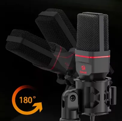 Microfone Streamer Gamer Redragon GM100 Podcast, Preto - GM100