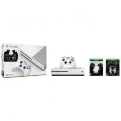 Console Microsoft Xbox One S 500GB + Jogo Halo/Halo 5 Branco - R$ 1291