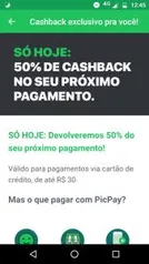 50% DE CASHBACK EM QUALQUER OPERAÇÃO NO PICPAY