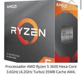 Processador AMD Ryzen 5 3600 Hexa-Core 3.6GHz (4.2GHz Turbo) 35MB Cache AM4, 100-100000031BOX | R$1199