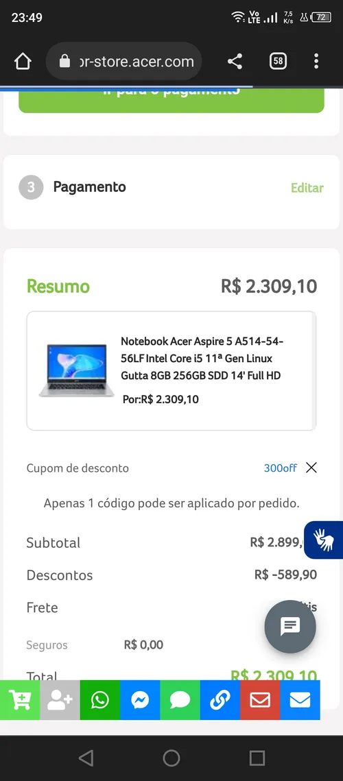 Imagem na descrição da promoção