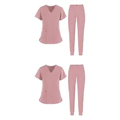 Conjunto de 2 Conjuntos Unissex com em V Esfoliante de Enfermagem Conjunto Roupas Uniformes