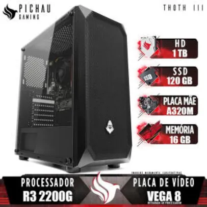 PC Gamer Pichau Thoth III, AMD Ryzen 3 2200G, 16GB DDR4, HD 1TB + SSD 120GB, 400W | R$2652