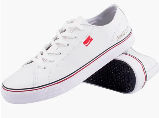 Tênis Coca-Cola Shoes, Plain Leather, Masculino, Branco [37-44]