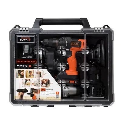 Jogo de Ferramentas Black & Decker Matrix 20V com 6 Cabeçotes Combinados Bivolt MTX20K6A-BR