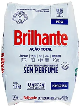 [Prime] Lava-Roupas e Limpador de Uso Geral em Pó Profissional sem Perfume Brilhante Ação Total Pro Pacote 1, 6kg, Brilhante