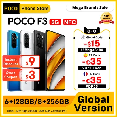 Versão global poco f3 5g nfc 6gb 128gb smartphone snapdragon 870