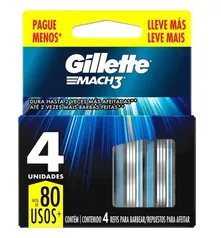 Carga para Aparelho de Barbear Gillette Mach3 Leve 4 Pague 3