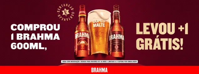 Compre 1 Brahma de 600 ml ou 1 Brahma de 1 litro e leve outra