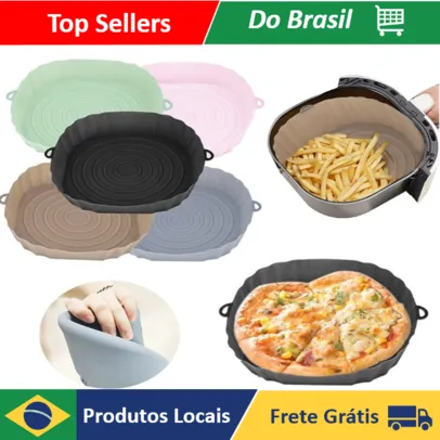 [Estoque no Brasil] Bandeja Forro Forma Cesto de Silicone Para Airfryer fritadeira