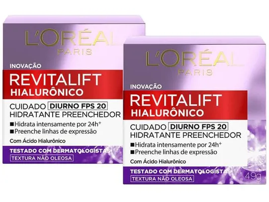 Kit Creme Facial Loreal Paris Revitalift - Hialurônico 49g 2 Unidades