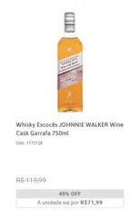 Whisky Escocês JOHNNIE WALKER Wine Cask Garrafa 750ml