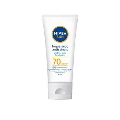 NIVEA SUN Protetor Solar Facial Toque Seco Antissinais FPS 70 40ml - Alta proteção contra raios UVA