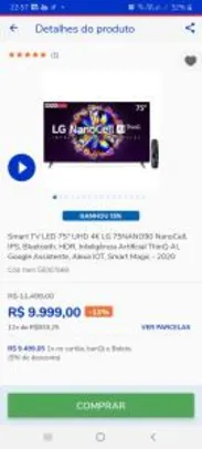 Smart TV LED 75" UHD 4K LG R$8499