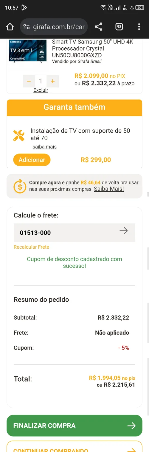 Imagem na descrição da promoção