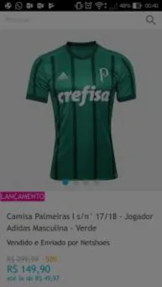 Camisa Palmeiras I s/n° 17/18 - Jogador Adidas Masculina - R$149,90