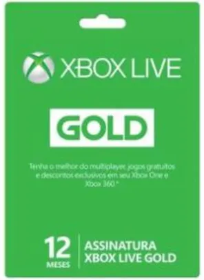 Cartão Xbox Live Gold 12 Meses Microsoft - R$ 130