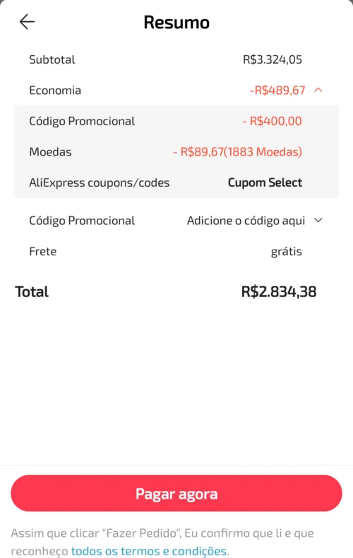 Imagem na descrição da promoção