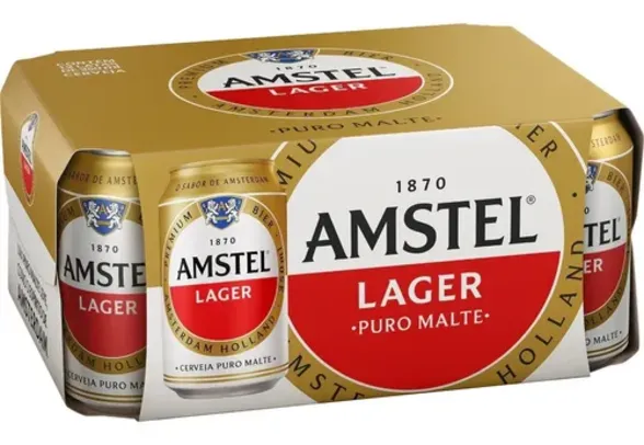 Pack Cerveja Amstel Lager Lata 350ml - 12 Unidades