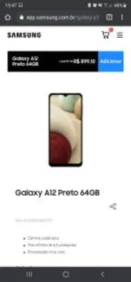 Samsung Galaxy A12 64Gb | R$899
