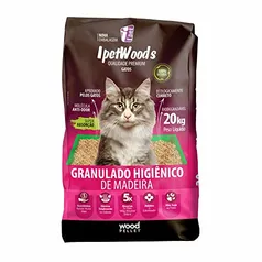 Ipet Wood'S - Granulado Higiênico De Madeira Para Gatos 20Kg