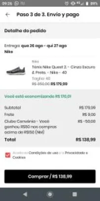 Tênis Nike Quest 2 Cinza Escuro e Preto - Masculino - R$139