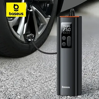 [Moedas R$62,65][Taxa Inclusa] Baseus Mini Compressor De Ar portátil, bomba inflável digital inteligente carro, bicicleta,12V, 150PSI