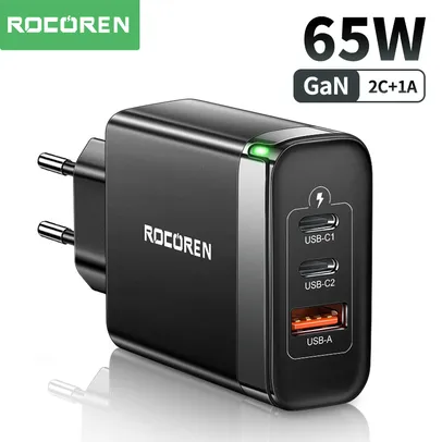 Rocoren 65w Gan Carregador Tipo C Usb Charger Quick Charge Qc