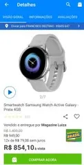 Smartwatch Samsung Watch Active Galaxy - Prata 4GB R$ 855