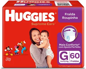 [APP/Leve 3 e pague 2] Fralda Huggies Supreme Care Roupinha Calça - Tam. G 9kg a 12,5kg 72 Unidades [R$ 0,63 a tira] R$46