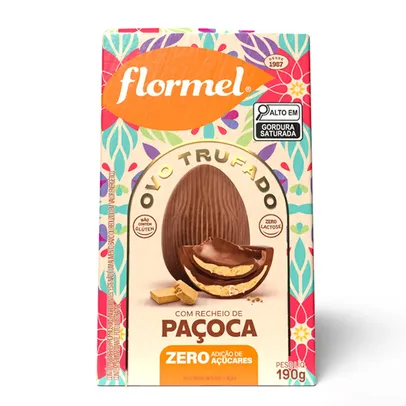 Ovo de Páscoa Trufado Flormel com Recheio de Paçoca Zero Açúcar 190g