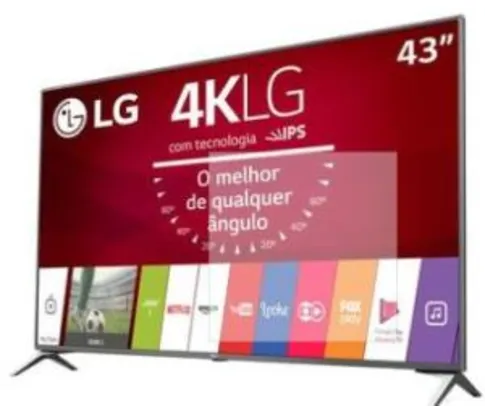 Smart TV LED 43” Ultra HD 4K LG 43UJ6525 com Conversor Digital 4 HDMI 2 USB WebOS 3.5 Wi-Fi Integrado - R$ 1899