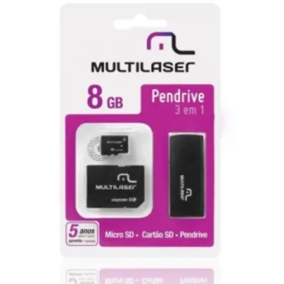 Pen Drive 3 em 1 Micro SD 8GB -MULTILASER R$ 14,00