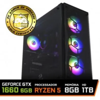 PC GAMER AMD RYZEN 5 2600 / GEFORCE GTX 1660 6GB DUAL / DDR4 8GB / HD 1TB / 500W