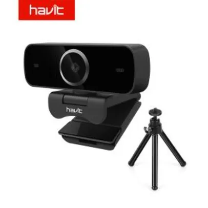 Webcam Havit Full HD 1080p com microfone embutido e tripé | R$157