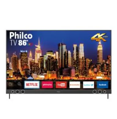 Smart TV LED 86" Philco PTV86P50SNSG Ultra HD 4k com Soundbar 4HDMI 2USB Wi-Fi 60Hz - Titânio